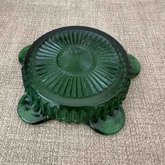 Anchor Hocking Forest Green Queen Mary Glass Ashtray / Coaster Vintage - Picture 4 of 8